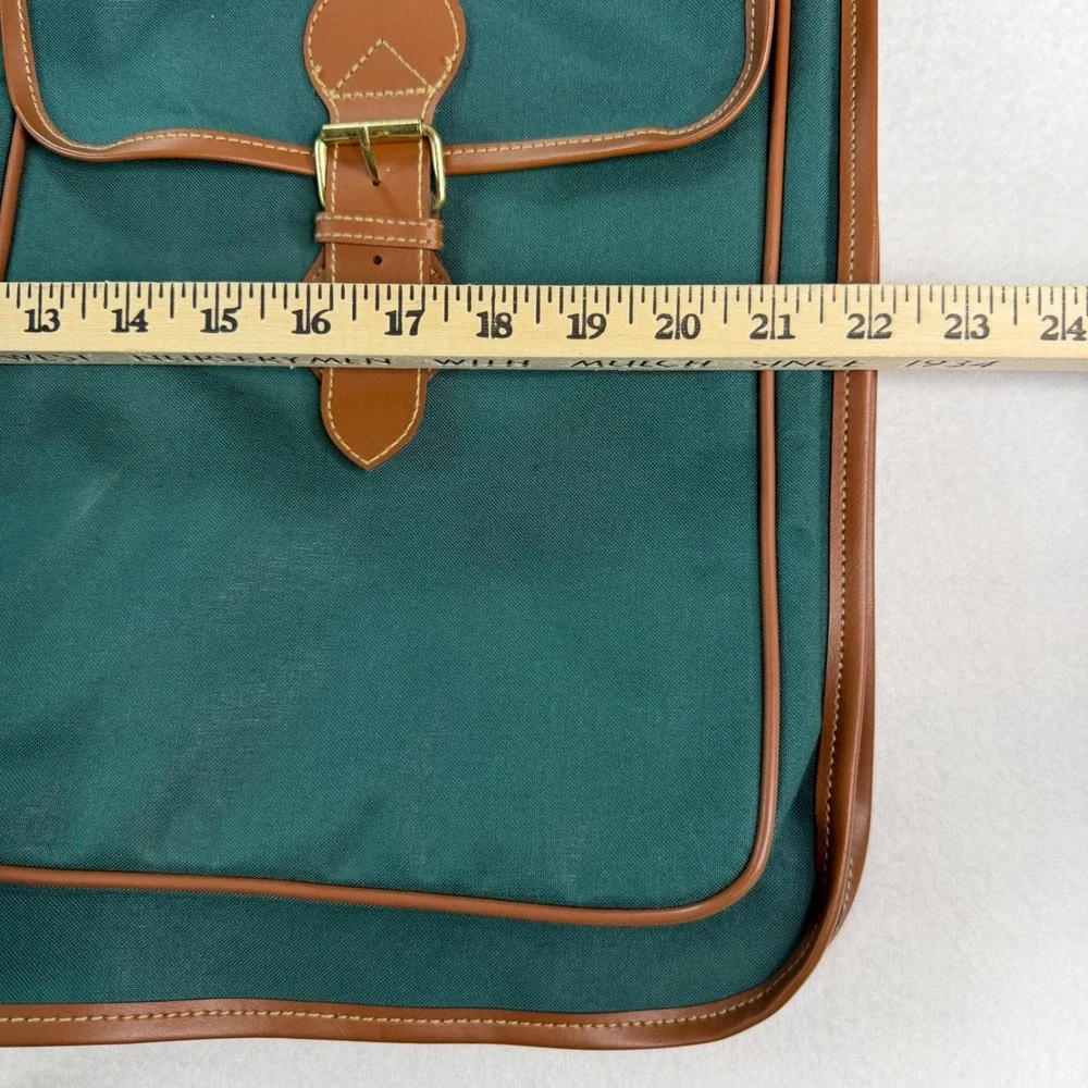 Polo Ralph Lauren Green Canvas Leather Trim Garment Bag Suit Carrier Travel Bag